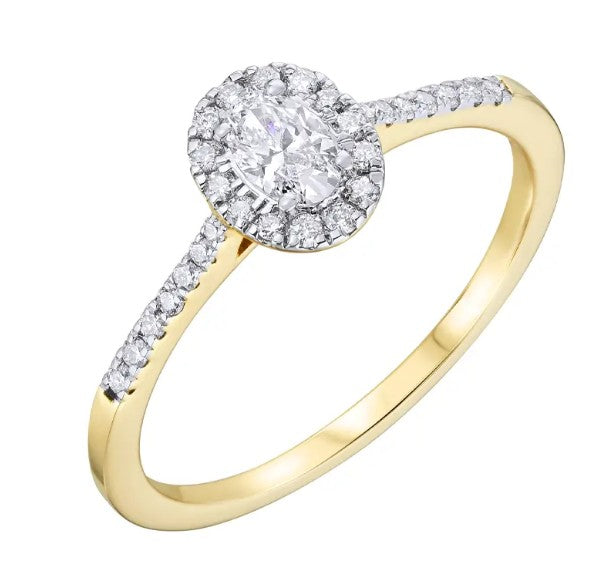 9ct Yellow Gold Oval Lab Grown Diamond Ring