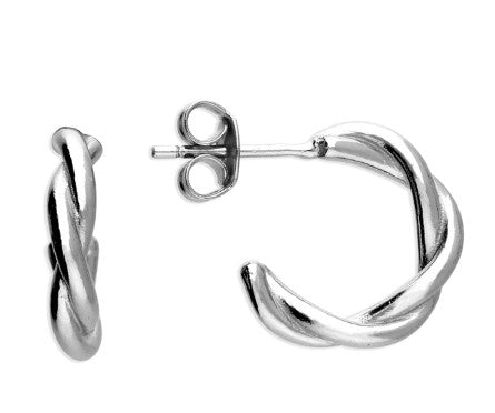 Sterling Silver Twisted Hoop & Polished Finish Stud Earrings