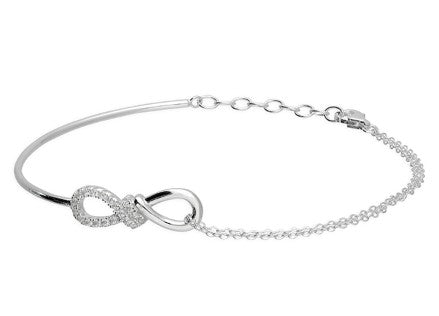 Sterling Silver & Cubic Zirconia Infinity Half Bangle