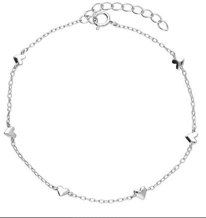 Sterling Silver Rhodium Plated Heart Bracelet
