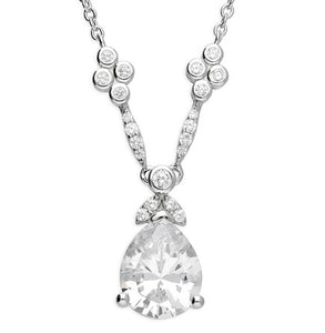 Sterling Silver & Cubic Zirconia Drop Necklace
