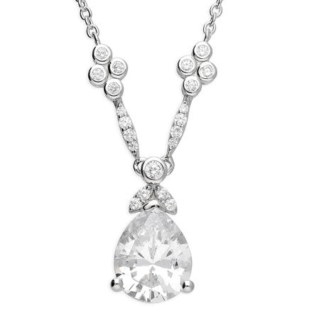Sterling Silver & Cubic Zirconia Drop Necklace