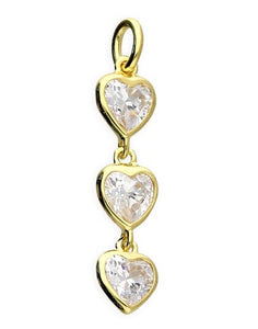 Sterling Silver Gold Plated Triple Heart Pendant & Chain
