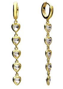 Sterling Silver Gold Plated Multi-Heart Drop Hoops