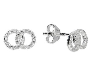 Sterling Silver Cubic Zirconia Circles Stud Earrings