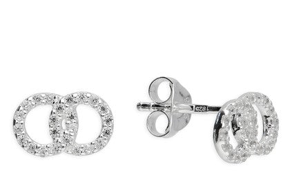Sterling Silver Cubic Zirconia Circles Stud Earrings