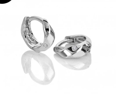 Sterling Silver Ridge Huggie Earrings