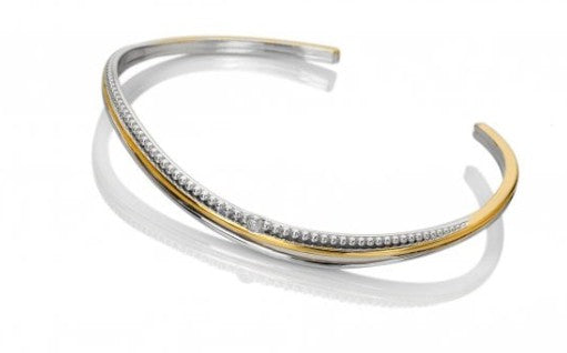 Sterling Silver Teardrop Two Tone Bangle