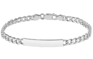 Sterling Silver ID Flat Curb Bracelet