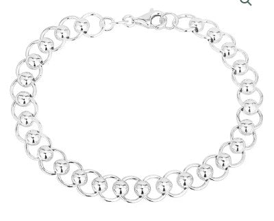 Sterling Silver Handmade Rollerball Chain Bracelet