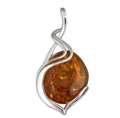 Sterling Silver Baltic Amber Pendant & Chain