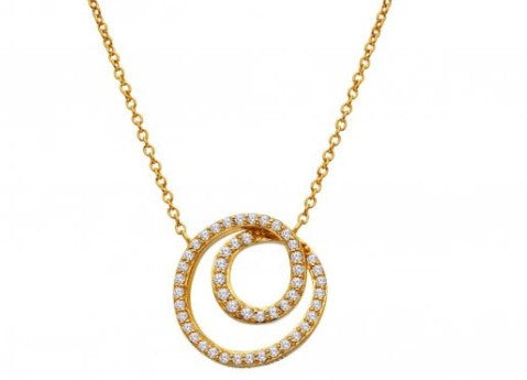 Sterling Silver Gold-Plated circle Necklace set with White Topaz