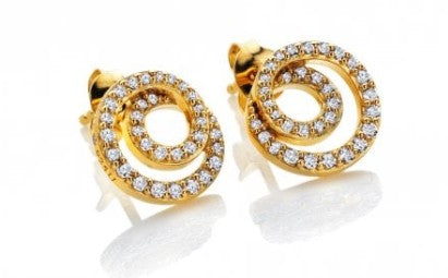 Sterling Silver Gold-Plated Shimmer Circle Earrings