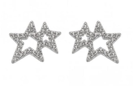 Sterling Silver Shimmer Star Stud Earrings