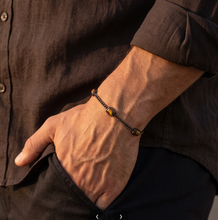 Load image into Gallery viewer, Bennet Tiger Eye Gemstone Charm Bracelet In Black Plating
