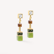 Load image into Gallery viewer, GeoCUBE® Iconic Wave Stud Earrings Forest Gold
