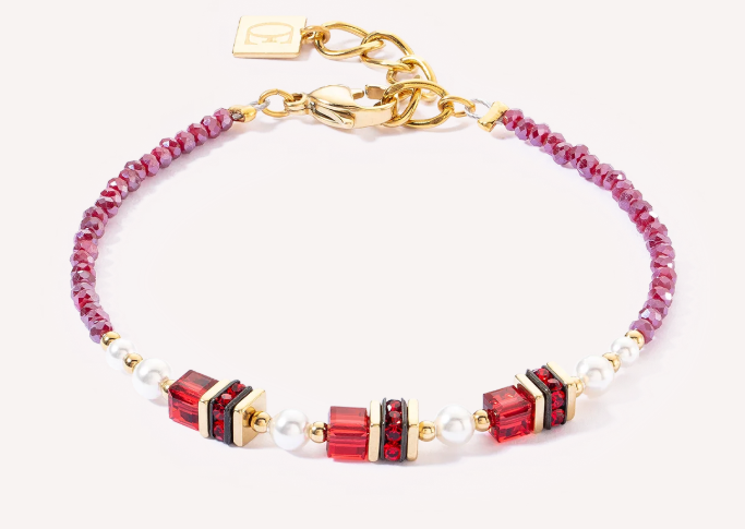 Coeur De Lion Sparkling Princess Bracelet Gold-Red