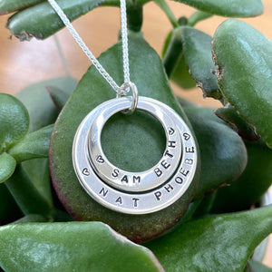 Sterling Silver Hand-Stamped Tapered Disc Pendants