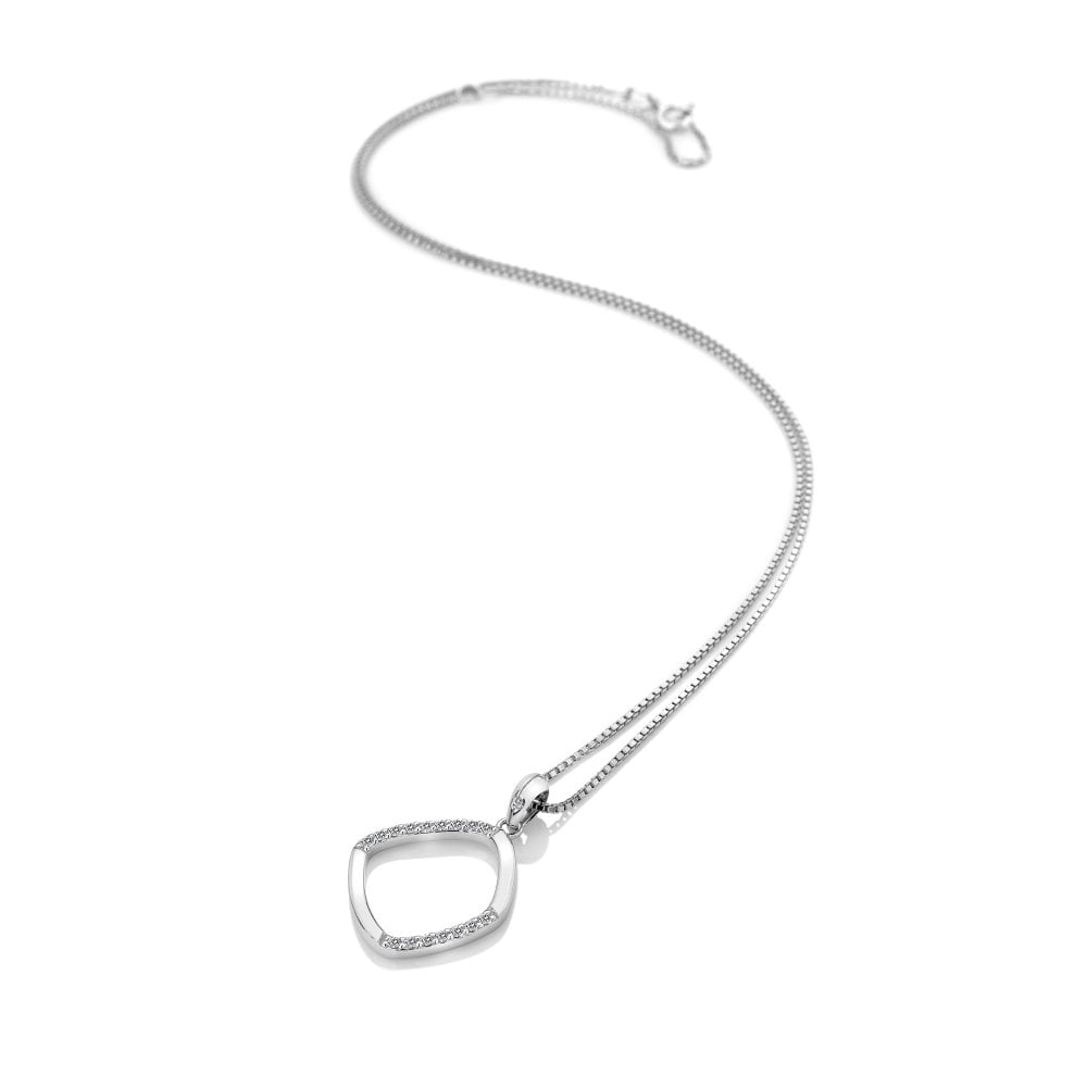 Hot Diamonds Sterling Silver White Topaz & Diamond Pendant and Chain