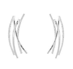 Sterling Silver Textured Curved Statement Earrings Chris Lewis