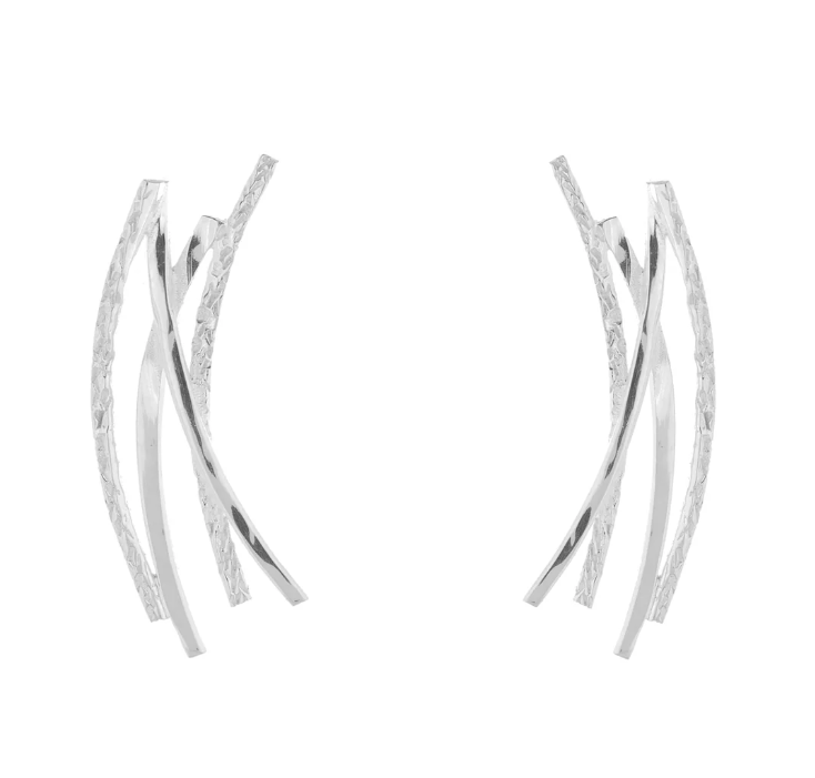 Sterling Silver Textured Curved Statement Earrings Chris Lewis