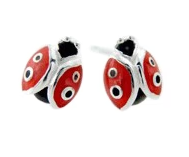 Silver Enamel Ladybird Studs