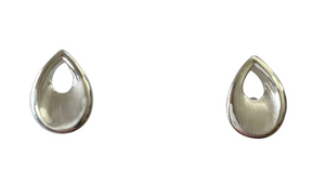 Silver Satin Teardrop Studs