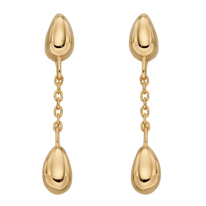 Gold Plated Flower Bud Drop Earrings