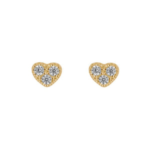 Sterling Silver Heart Stud Earrings With Cubic Zirconia