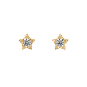 Gold Plated Sterling Silver Cubic Zirconia Star Studs