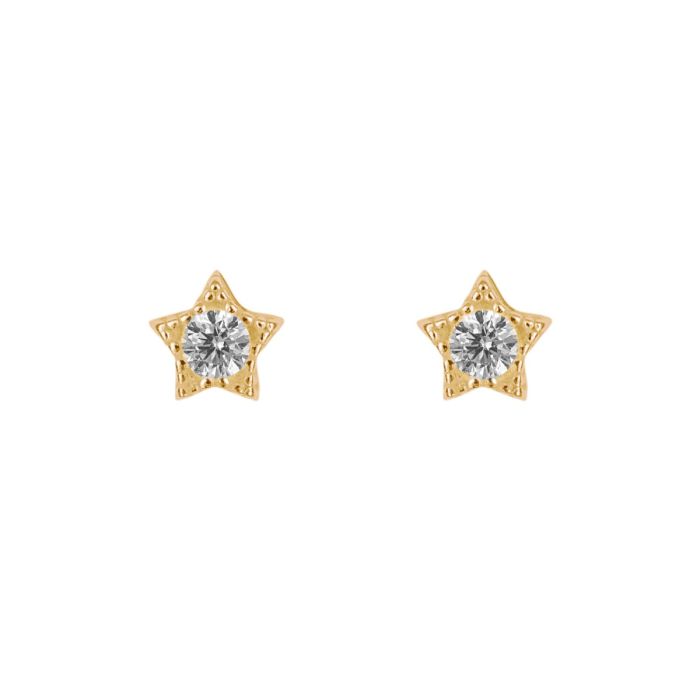 Gold Plated Sterling Silver Cubic Zirconia Star Studs