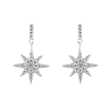 Load image into Gallery viewer, Sterling Silver Starburst Drop Earrings with Pave Cubic Zirconia

