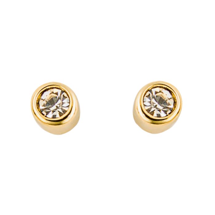 Sterling Silver Gold-Plated Cubic Zirconia Stud Earrings