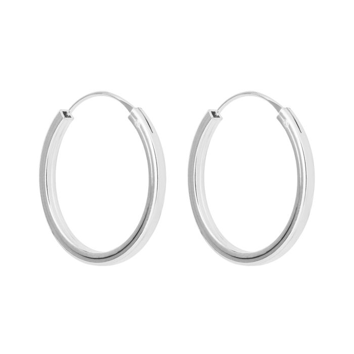 Sterling Silver Square Cut Hoop Earrings
