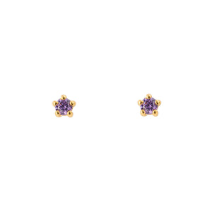 Sterling Silver Amethyst Cubic Zirconia Studs