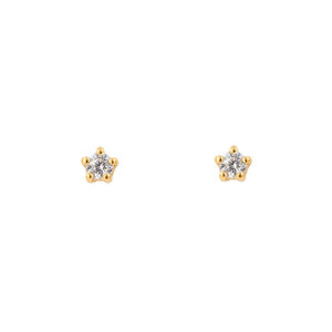 Sterling Silver Gold Plated CZ Tiny Stud Earrings