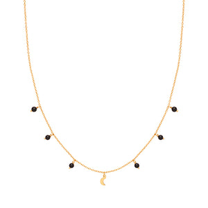 Gold Plated Black Agate Moon Necklace