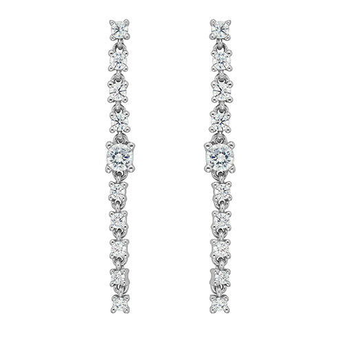 Sterling Silver Rhodium Plated Cubic Zirconia Drop Earrings