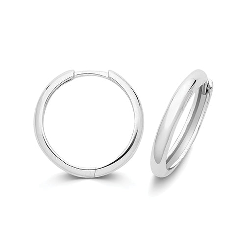 Sterling Silver Rhodium Plated Curved Hoop Earrings