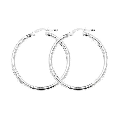 Sterling Silver 29mm Round Wire Hoops