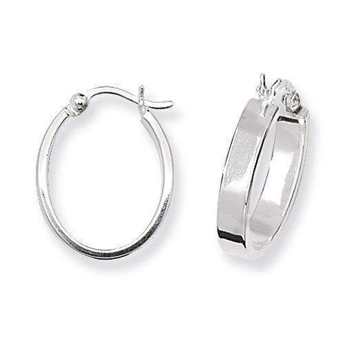 Sterling Silver Oval Flat Wire Hoops