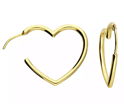 Gold Plated Silver Heart Hoops