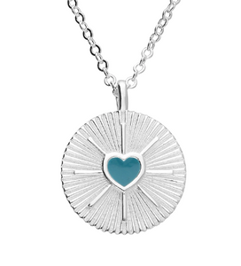 Silver Turquoise Enamel Heart Pendant