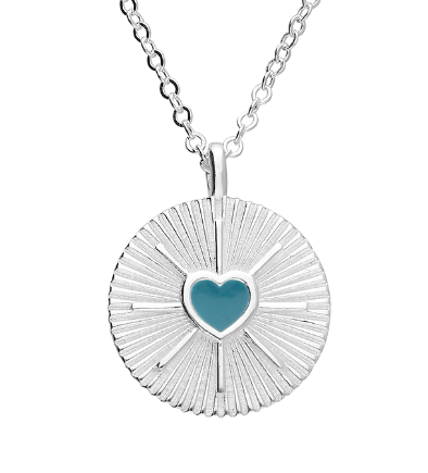 Silver Turquoise Enamel Heart Pendant