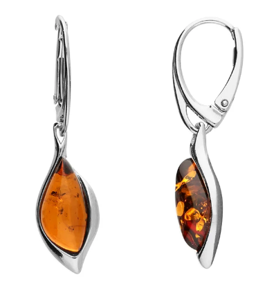 Silver Ellipse Amber Drops