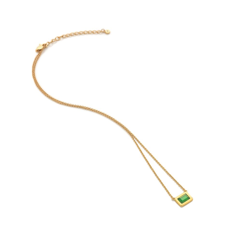 HDXGEM Rectangle Necklace - Green Chalcedony