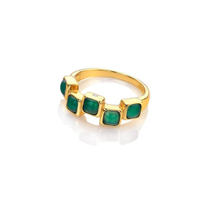 HDXGEM Square Stepped Ring - Green Agate