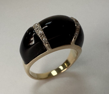 Load image into Gallery viewer, Preloved 14ct Yellow Gold Onyx &amp; Diamond Ring
