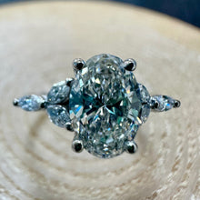 Load image into Gallery viewer, Platinum 1ct Oval Lab-Grown Diamond Ring With Diamond Petal Shoulders
