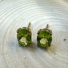 Load image into Gallery viewer, Preloved 9ct Yellow Gold Oval Peridot Studs
